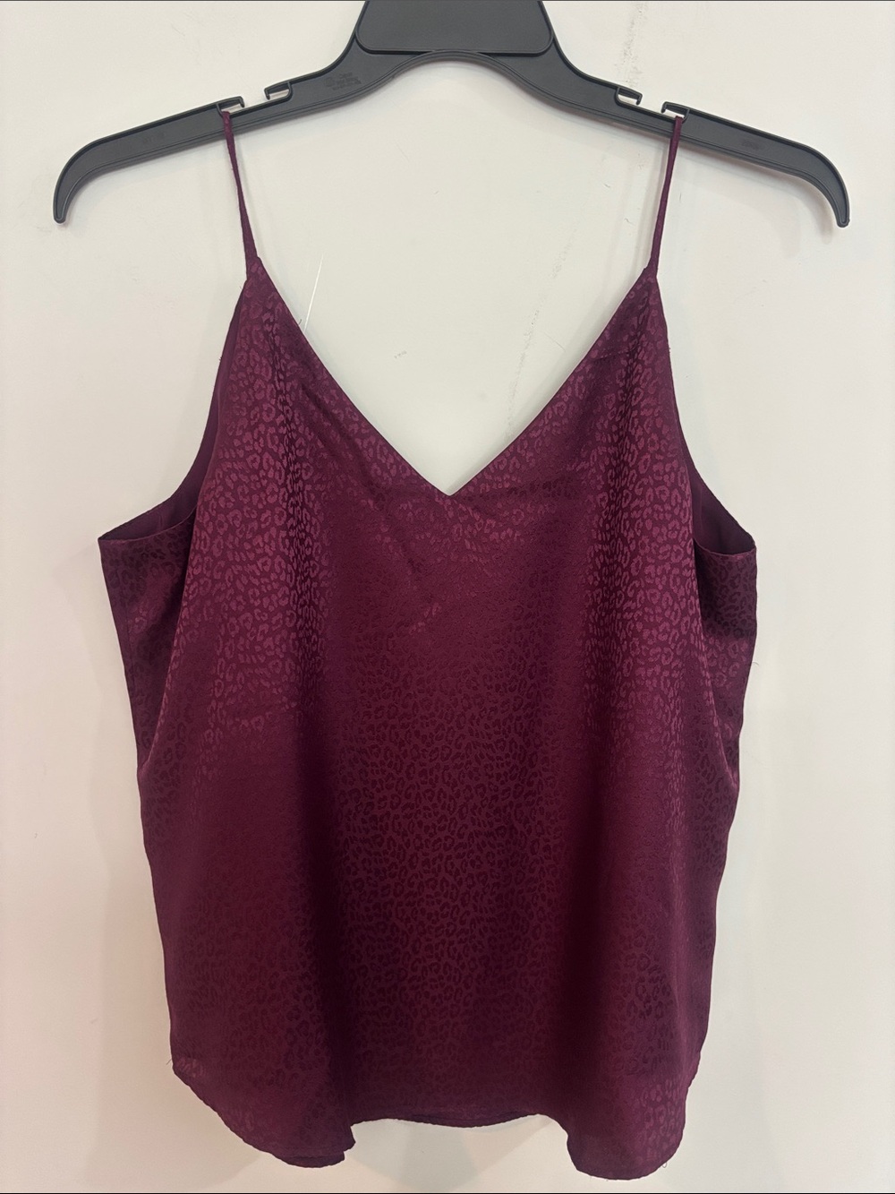 Express Burgundy Satin Leopard-Jacquard V-Neck Cami